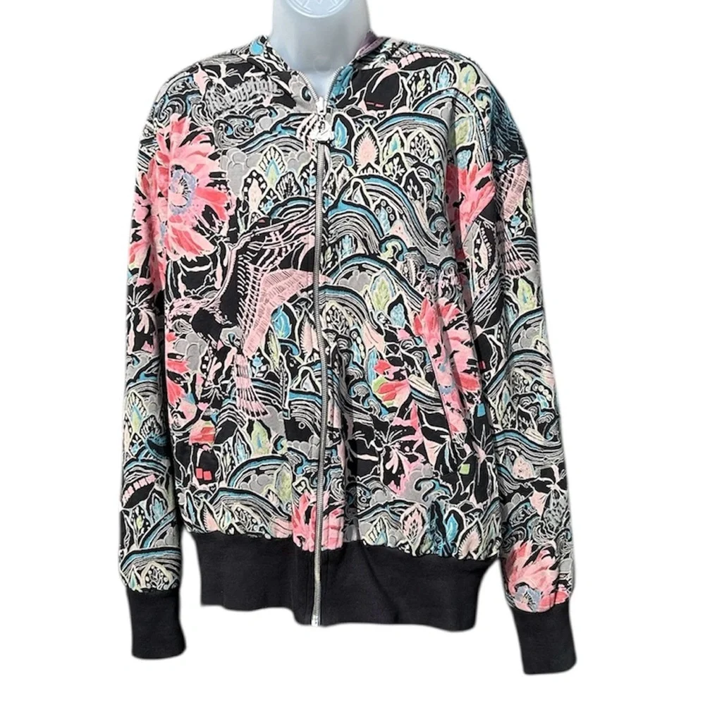 TRUE LOVE FALSE‎ IDOLS TLFI Men XL Erotic City Print Reversible Zip Hoodie Y2K